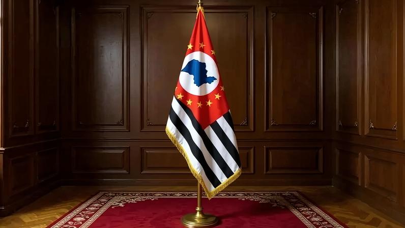 Listras pretas e brancas e estrelas amarelas representam as 15 regiões administrativas de São Paulo. (Foto: Divulgação/Confederação 9 de Julho)