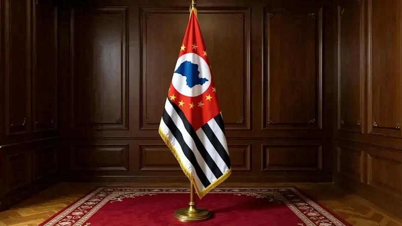 Listras pretas e brancas e estrelas amarelas representam as 15 regiões administrativas de São Paulo. (Foto: Divulgação/Confederação 9 de Julho)