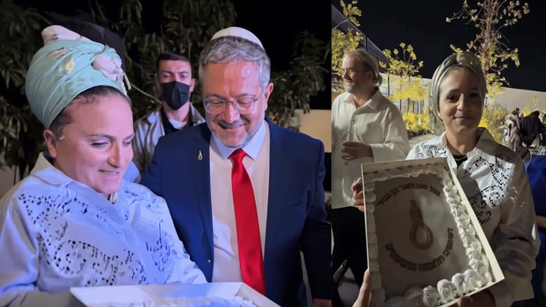 Ministro da Segurança Nacional de Israel, Itamar Ben-Gvir, celebra seu aniversário de 50 anos com um bolo decorado com uma forca dourada e a frase 'às vezes os sonhos se realizam' | Foto: Reprodução/Instagram/@otzma_yehudit - 03.05.2026