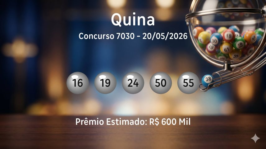 Quina: números sorteados no concurso 7030
