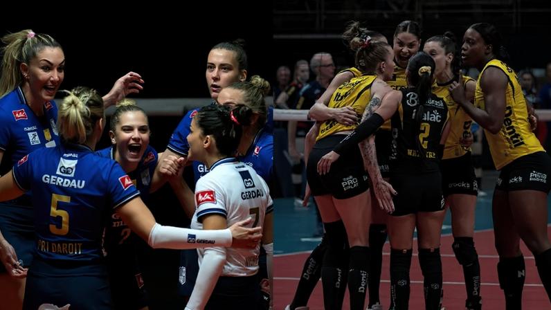 Praia Clube e Minas são os finalistas da Superliga Feminina 25/26 (Foto: Divulgação/ Minas Tênis Clube e Vitória Antunes/ Flamengo)