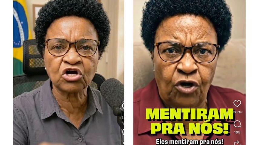 À esquerda, a Dona Maria bolsonarista, primeira a ser criada; à direita, a réplica feita por páginas petistas