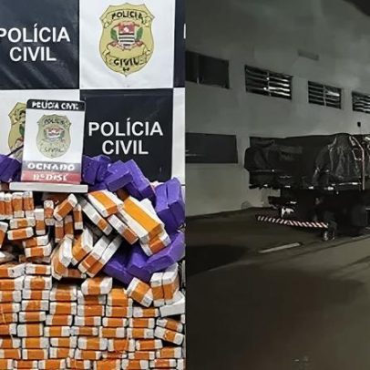 Caminhão apreendido em São Paulo transportava 685 kg de maconha e alho