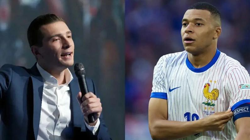 O político Jordan Bardella, do partido Reagrupamento Nacional, e o jogador de futebol Kylian Mbappé. - (Getty Images/Getty Images)