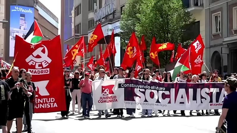 Manifestantes se reúnem em Madri para cobrar melhores condições trabalhistas