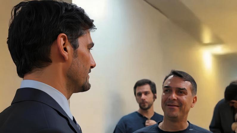 Flávio Bolsonaro em trecho do trailer sobre o filme que Vorcaro ajudaria a bancar