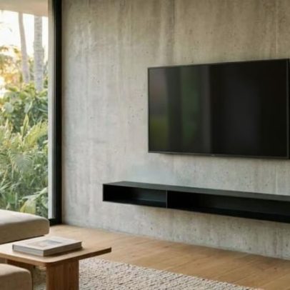 Tendência minimalista substitui painéis de madeira grandes para TV
