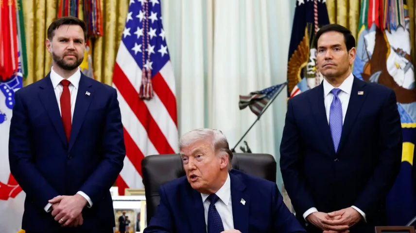 JD Vance e Marco Rubio: um dos dois deve suceder Trump como candidato republicano à Presidência.