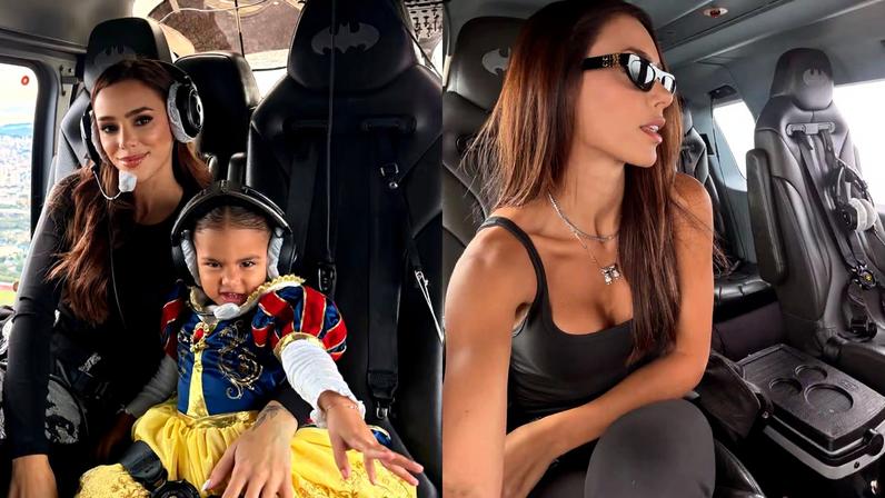 Bruna Biancardi e Mavie em helicóptero de Neymar avaliado em R$52 milhões