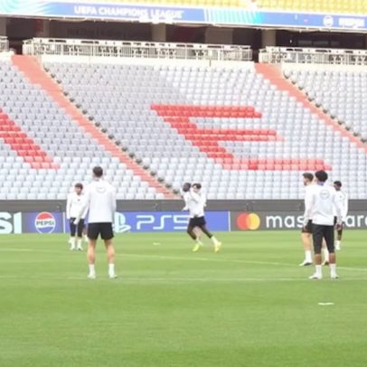 Marquinhos e Dembélé treinam no estádio do Bayern