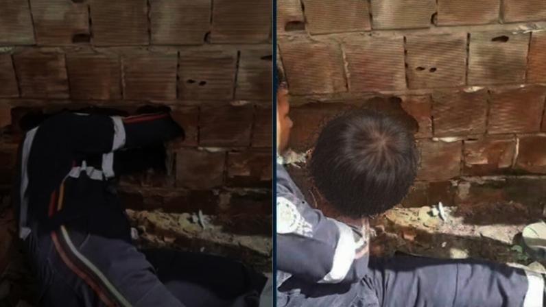O bebê recém-nascido foi achado entre duas casas