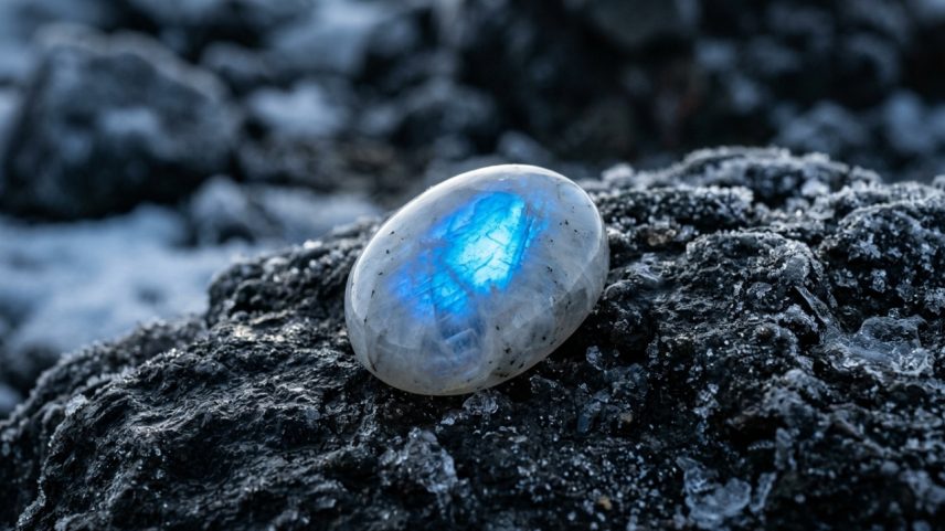 Variedade rara de pedra da lua com brilho azulado intenso encontrada na Rússia – Créditos: depositphotos.com / vvoennyy