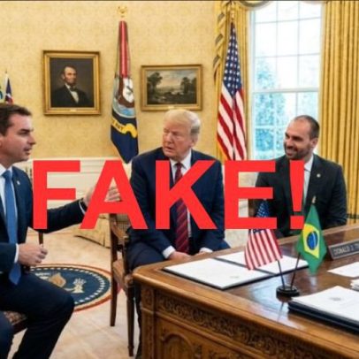 Imagem de Trump, Flávio e Eduardo Bolsonaro no Salão Oval é falsa e foi criada com inteligência artificial