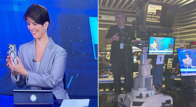 Mariana Godoy compartilhou alguns cliques por trás do Jornal da Record em suas redes sociais