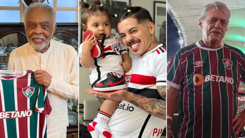Tem duelo tricolor na tela da RECORD, no R7.com e no RecordPlus neste sábado (16)! Fluminense e São Paulo se enfrentam em partida válida pela 16ª rodada do Campeonato Brasileiro. Confronto clássico e tradicional, ambos os tricolores contam com grandes personalidades que apoiam e se mostram fanáticas pelos clubes. Entre atores, músicos e apresentadores, confira para quem os famosos torcem neste jogão de bola que promete agitar o público da RECORD: