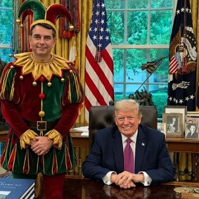 Encontro entre Flávio e Trump vira meme nas redes sociais