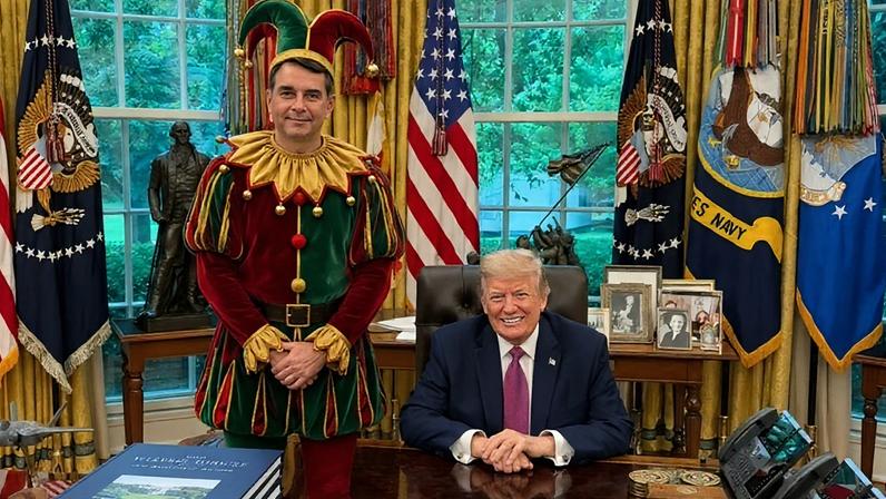 Encontro entre Flávio e Trump vira meme nas redes sociais