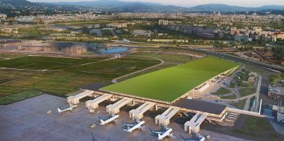 Aeroporto na Toscana coberto por vinhedo
