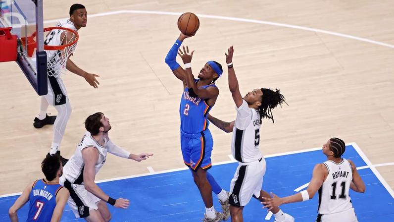 Shai Gilgeous-Alexander foi o destaque da vitória do Thunder sobre os Spurs.