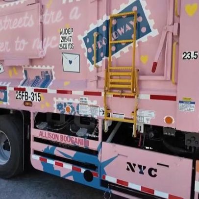 Caminhões de lixo viram arte sustentável nas ruas de Nova York