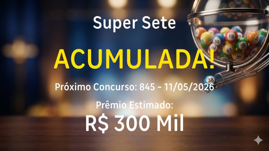 Super Sete: sorteia prêmio acumulado em R$ 300 mil nesta segunda-feira (11)
