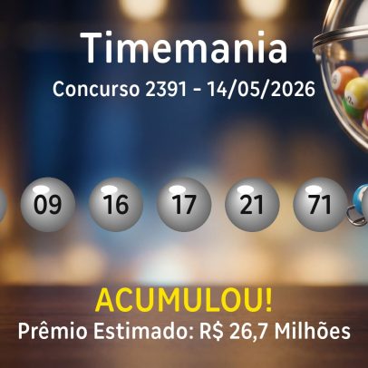 Timemania concurso 2391: números sorteados