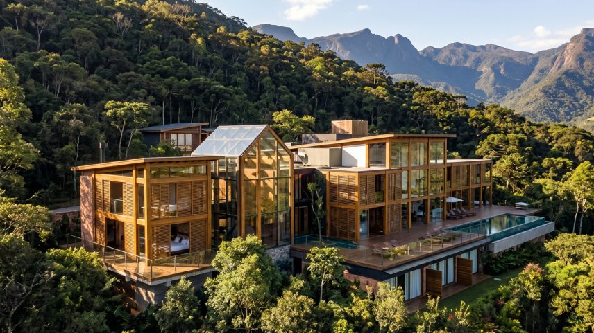 (Imagem ilustrativa)Refúgio de luxo na Serra da Mantiqueira focado em design contemporâneo e isolamento natural