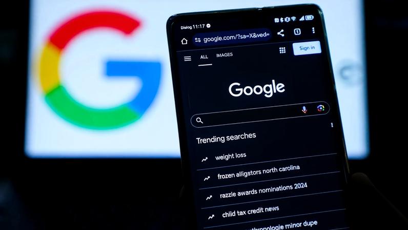 A phone showing the Google search screen