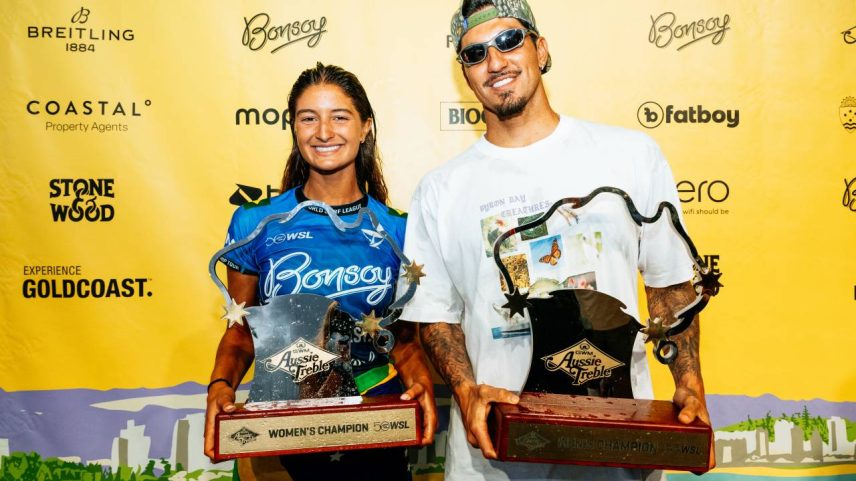 Surfistas conquistaram a Coroa Australiana após alcançarem os resultados mais consistentes nas três primeiras etapas do circuito, que acontece na Oceania. (Beatriz Ryder/World Surf League/Getty Images)