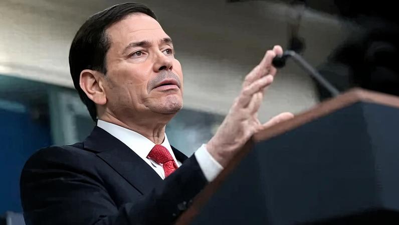O Secretário de Estado dos EUA, Marco Rubio, durante coletiva de imprensa na Casa Branca nesta terça-feira (5)