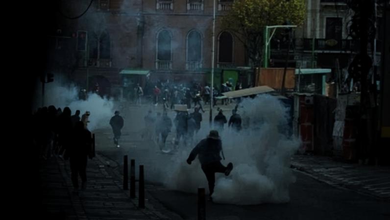 Confrontos entre a polícia e manifestantes em La Paz, Bolívia