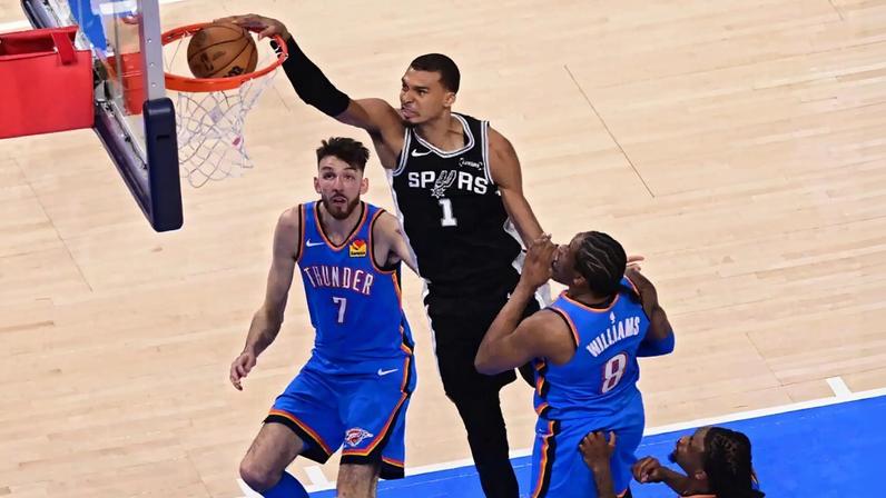 Victor Wembanyama had a monster night for the San Antonio Spurs, finishing with 41 points and 24 rebounds in a double-overtime Game 1 win against the Oklahoma City Thunder.
