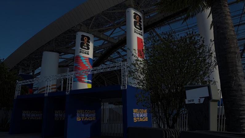 One of the gates at SoFi Stadium outside Los Angeles, where the U.S. will open the World Cup vs. Paraguay