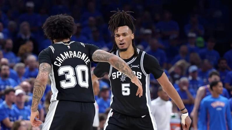 Stephon Castle and Julian Champagnie helped get the San Antonio Spurs to the NBA Finals, where they are favored against the New York Knicks.