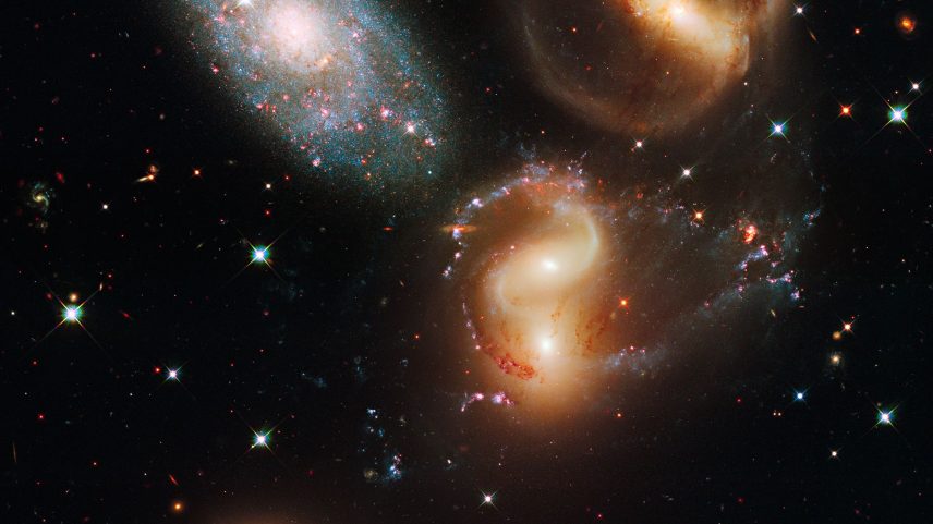 A composite image of Stephan's Quintet (HCG 92) in the Pegasus constellation.