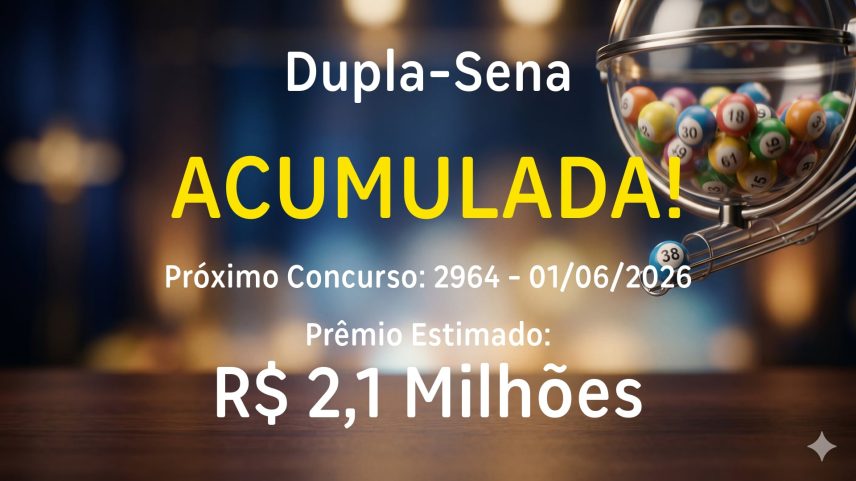 Dupla-Sena: sorteia prêmio acumulado em R$ 2,1 milhões nesta segunda-feira (1)