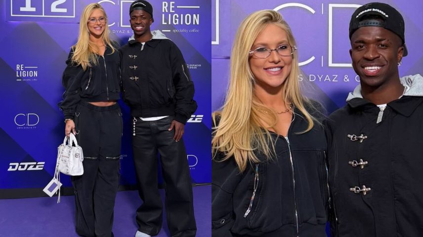 Virginia Fonseca e Vini Jr. apostam em look descontraído em evento em Madri