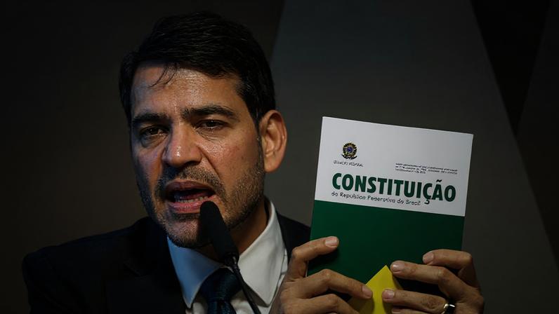 Presidente do Senado Davi Alcolumbre durante sabatina na Comissão de Constituição e Justiça do Senado