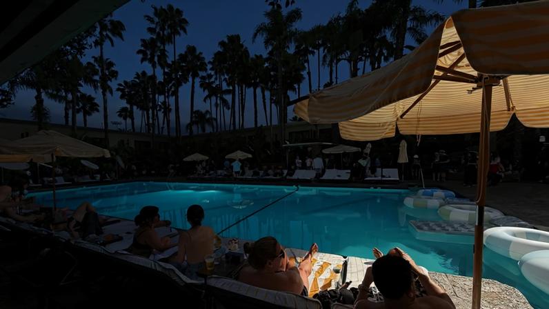 The pool scene at the Felix Art Fair.