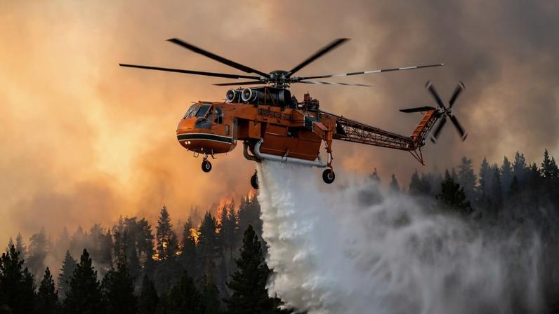 Helicóptero sem barriga usa rotor gigante para despejar 114 mil litros por hora