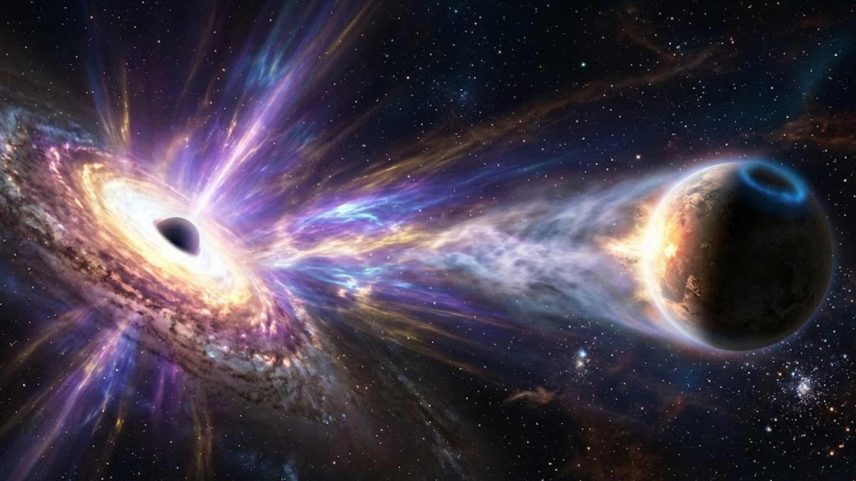 Buracos negros gigantes podem destruir atmosferas e ameaçar vida em planetas distantes. (Imagem: Fala Ciência via Gemini)