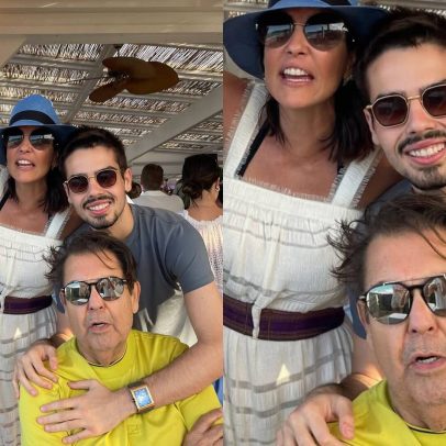 Faustão surge em clique raro com a esposa e os filhos