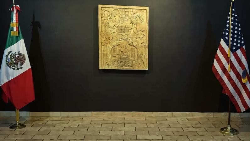 The lintel on view at the Mexican Consulate in New York on Apr.