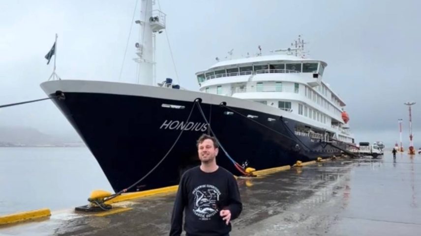 Vídeo compartilhado nas redes sociais pelo influenciador norte-americano Jake Rosmarin sobre estadia no navio MV Hondius.