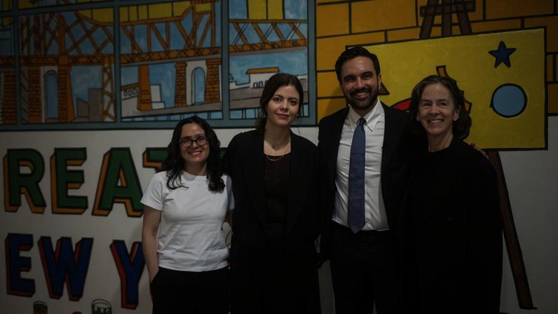 From left to right, New York State representative Claire Valdez, PS1 chief curator and director of curatorial affairs Ruba Katrib, Mayor Zohran Mamdani, and PS1 director Connie Butler.