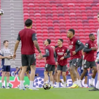 Estrelas do Arsenal treinam final da UCL na Puskás Aréna