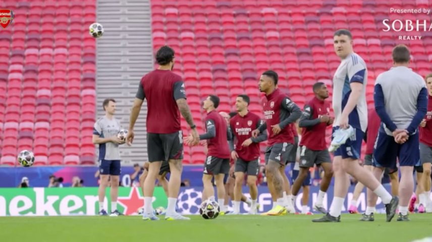 Confira o treino oficial do Arsenal FC antes do confronto contra o Paris Saint-Germain na final da UEFA Champions League, em Budapeste, na Hungria.