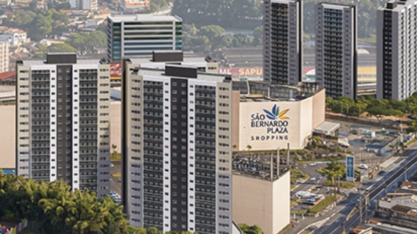 São Bernardo Plaza Shopping: uma das 72 torres do programa da Allos. Parceria com incorporadora local adensa área primária com moradores de renda superior ao ticket médio do centro de compras.