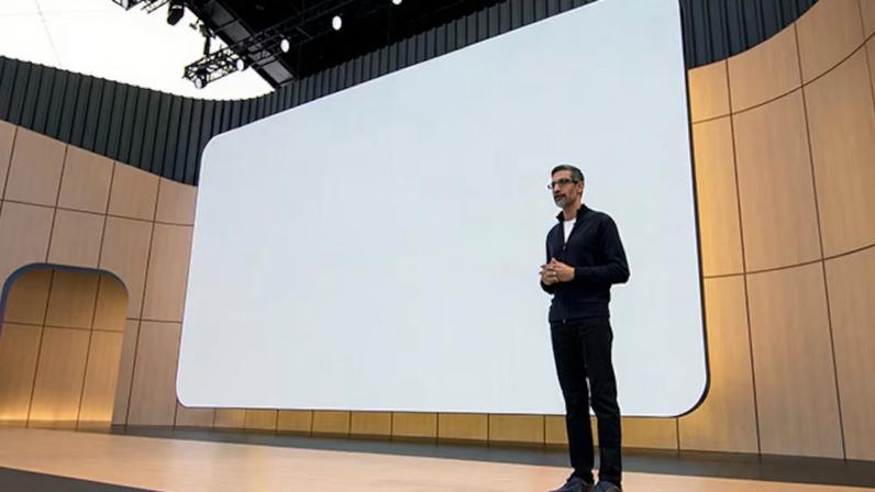 Sundar Pichai, CEO do Google, apresenta mudanças no buscador, durante o Google I/O, no dia 19 de maio - Foto: reprodução