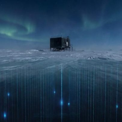 Telescópio subterrâneo na Antártida detecta flashes azuis de neutrinos